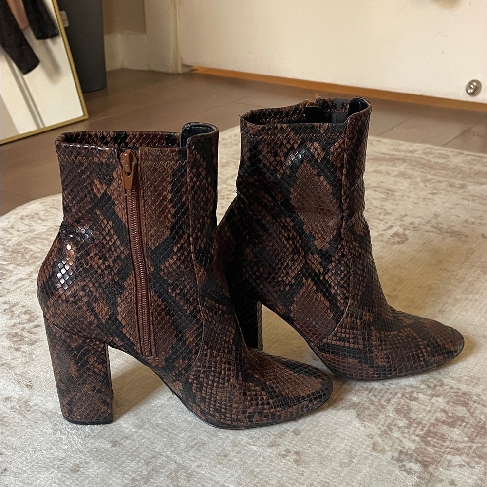 Brown Snakeskin Ankle Boots